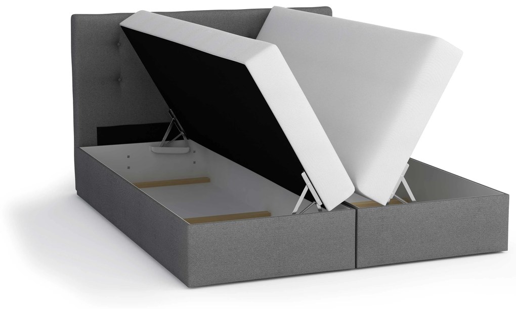 Franciaágy 180 cm Boxspring Marion Comfort (sötétszürke + világosszürke) (ágyráccsal és matraccal). 1056248