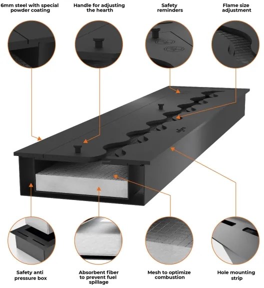 InFire - Beépített BIO kandalló 49,4x84,4 cm 3,5kW fekete