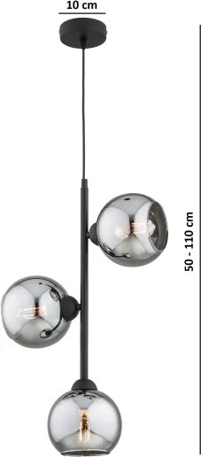Brilagi - Csillár kábellel DIOR 3xE27/60W/230V fekete/füstszürke