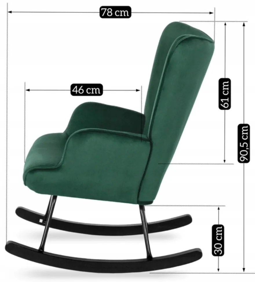 Zöld Hintafotel Bársony Kárpittal. ELIS