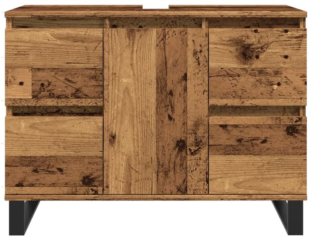 Antik fa színű szerelt fa mosdószekrény 80 x 33 x 60 cm