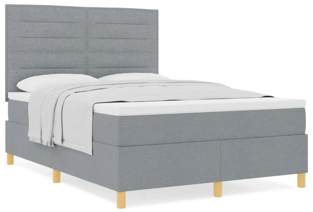 Box Spring Ágy Matraccal Világosszürke 140x190 cm Szövet