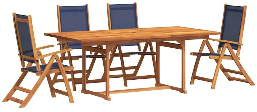 vidaXL 5 részes tömör akácfa és textilén kerti étkezőgarnitúra