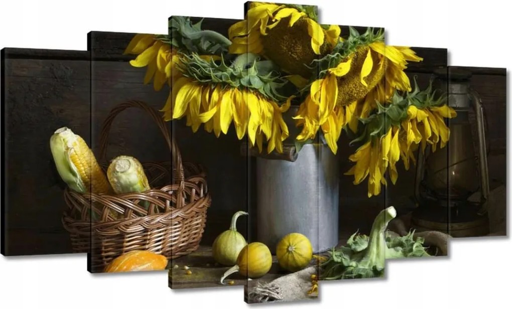Vászonkép 140x80 Napraforgók egy vázában