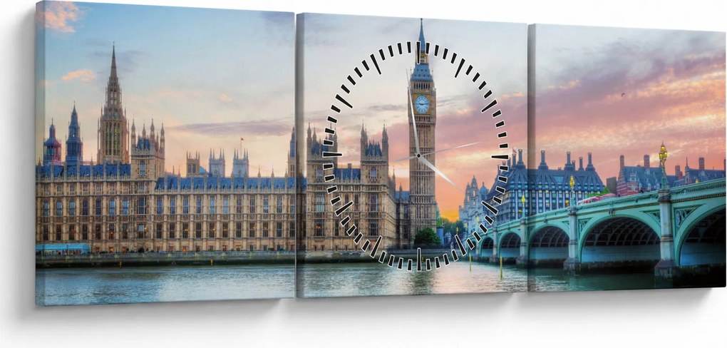 Kép - London pasztell színekben (órával) (90x30 cm)