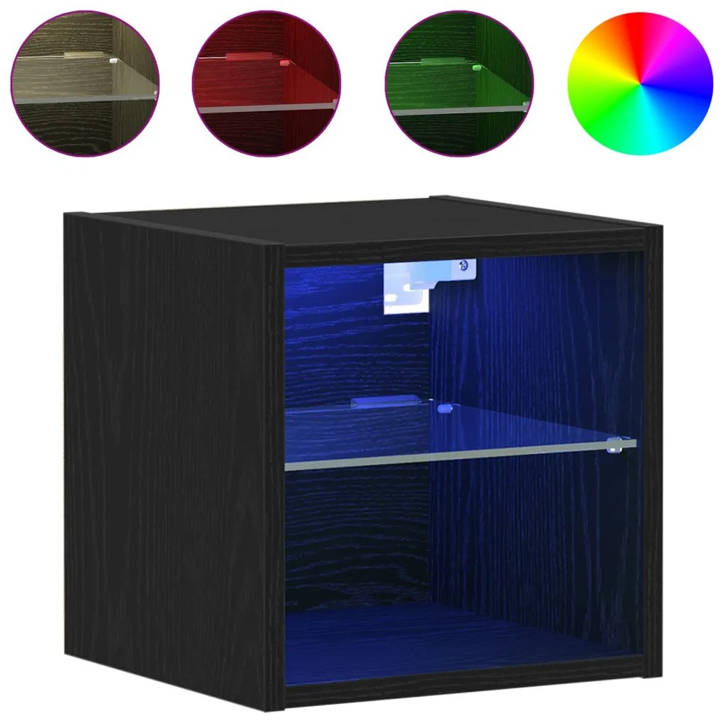 LED TV szekrény 2 db Fekete tölgy 30x28,5x30 cm Mérnöki fa