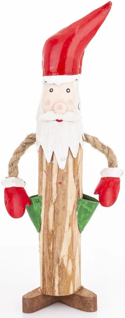 Mikulás figura fa, többszínű fém 31x12x5cm