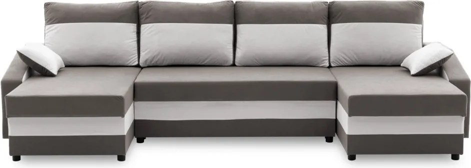 Sparta sarokkanapé, 1 ágyneműtartóval, szövet anyag, univerzális oldal, bonell töltet, szürke - fehér