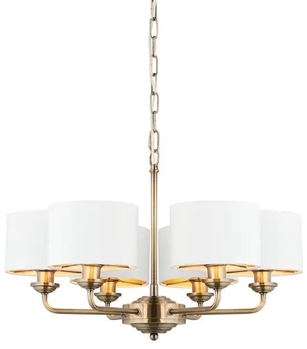 Endon 98936 - Csillár láncon HIGHCLERE 6xE14/28W/230V fehér/réz