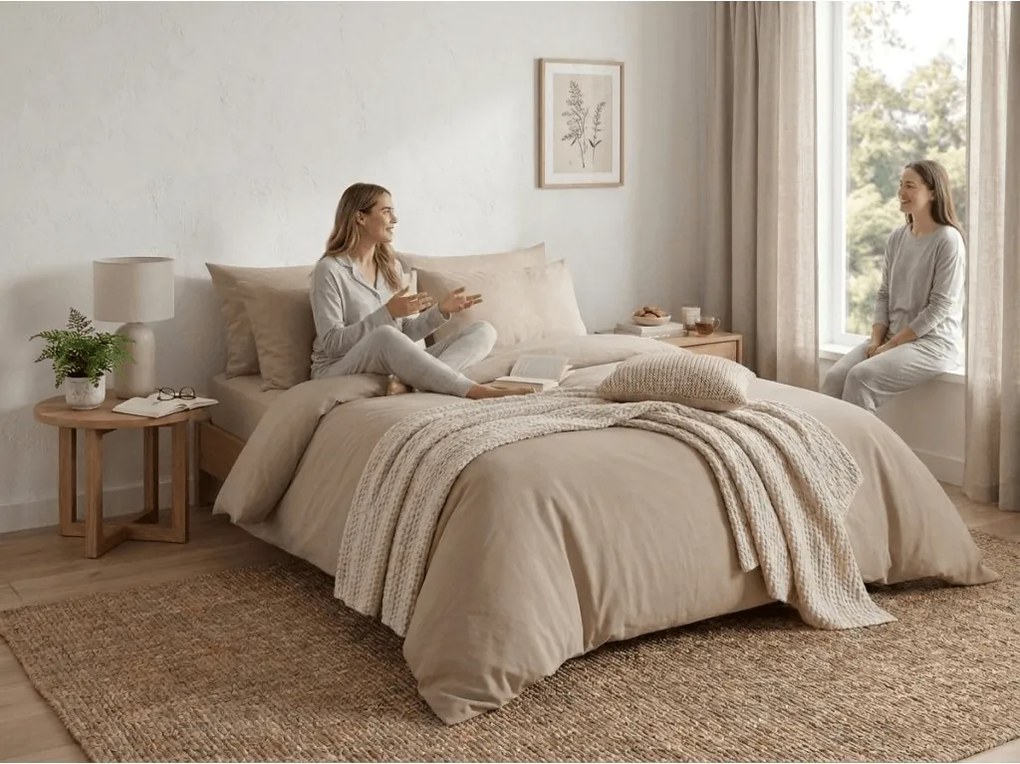 Krepp ágynemű TAUPEXA világosbarna Ágyneműhuzat mérete: 70 x 90 cm | 140 x 220 cm