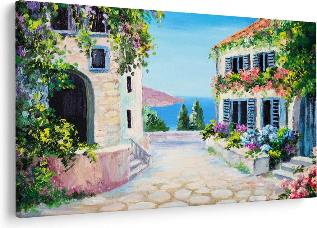Kép - görög utca, olajfestmény (90x60 cm)
