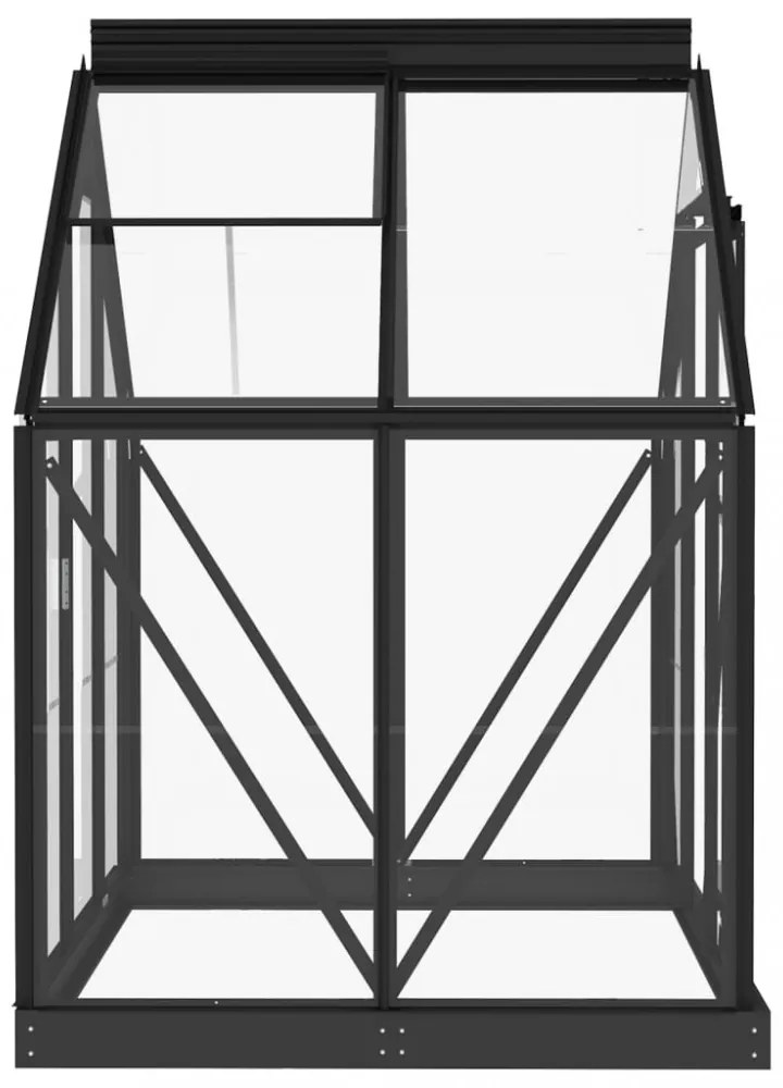 antracitszürke üveg és alumínium melegház 155 x 103 x 191 cm