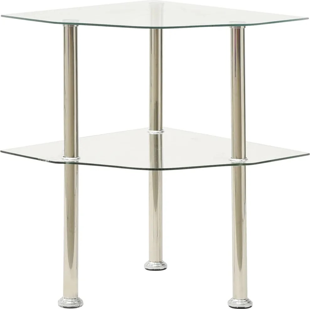 vidaXL 2 szintes átlátszó edzett üveg kisasztal 38 x 38 x 50 cm