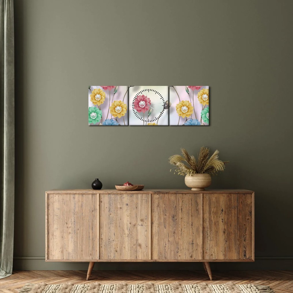 Kép - Színes rét (órával) (90x30 cm)