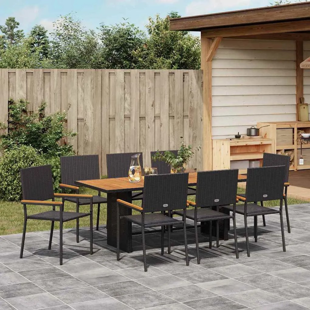 Kert étkező szett 9 pcs Fekete és Barna 190 x 80 x 75 cm