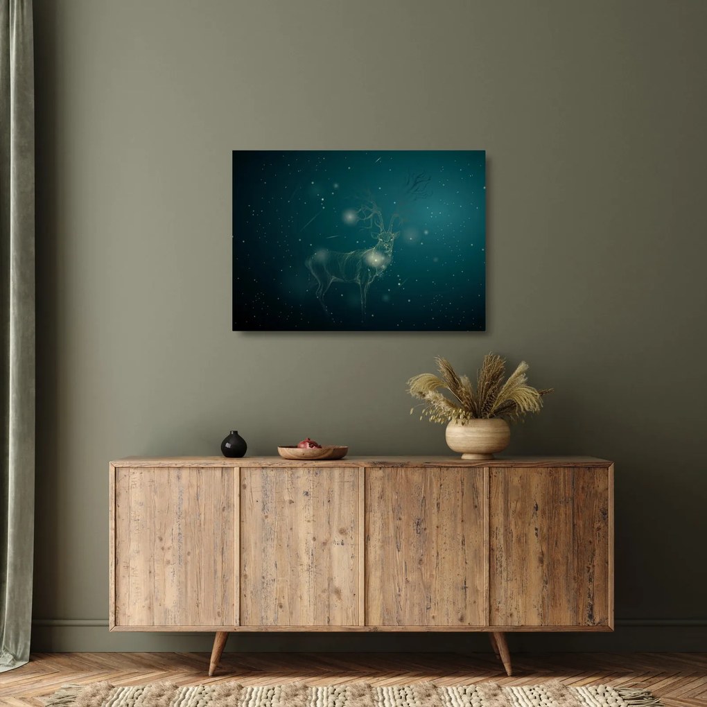 Kép - Varázslatos szarvas éjszaka (üvegen) (70x50 cm)