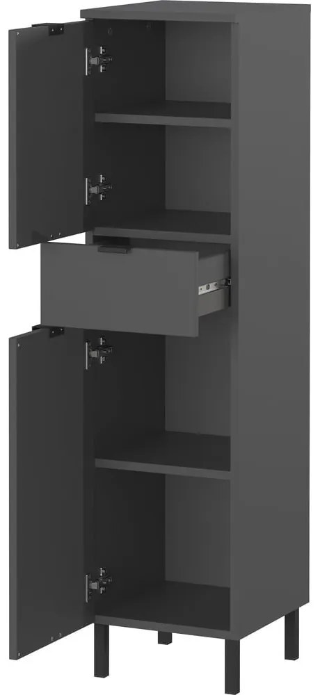 Antracitszürke magas-keskeny fürdőszoba szekrény 30x120 cm Arcena – Germania