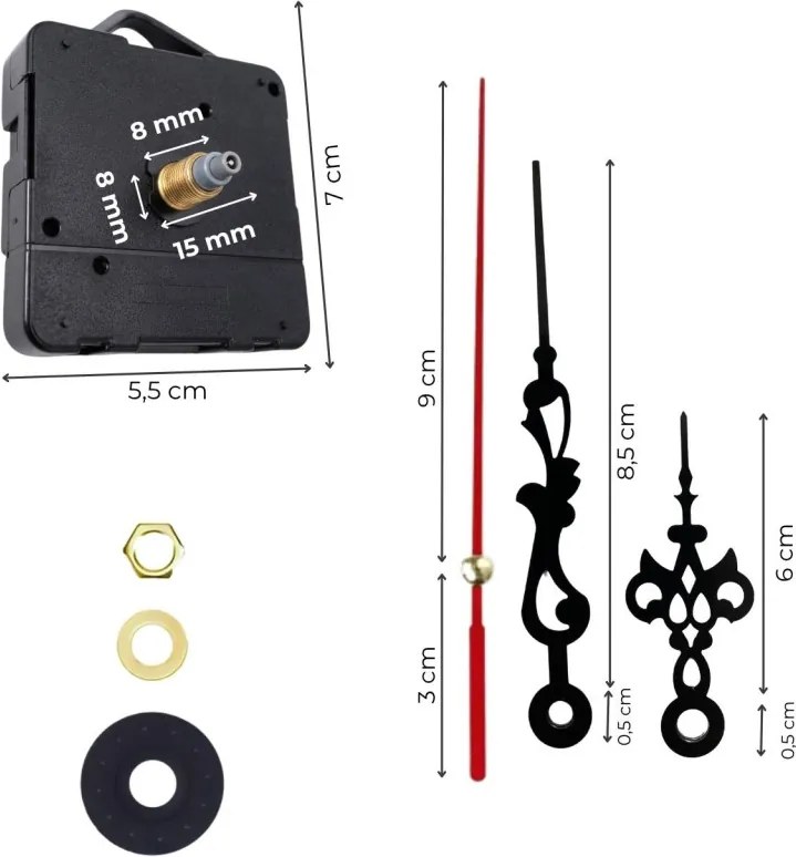 Fekete, extravagáns alumínium óramutatók 6,5 / 9 cm