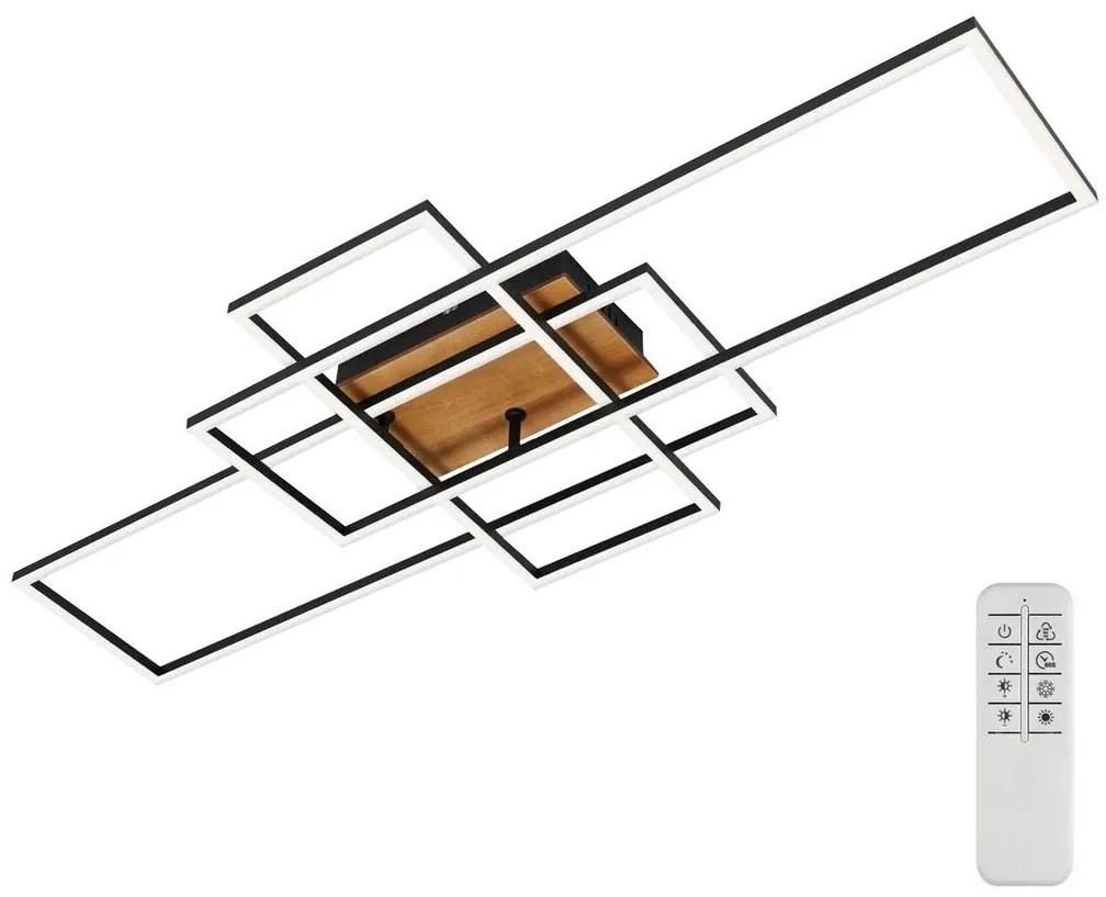 Brilo - LED Dimmelhető felületre szerelhető csillár  FRAME LED/51W/230V fekete/barna + távirányító