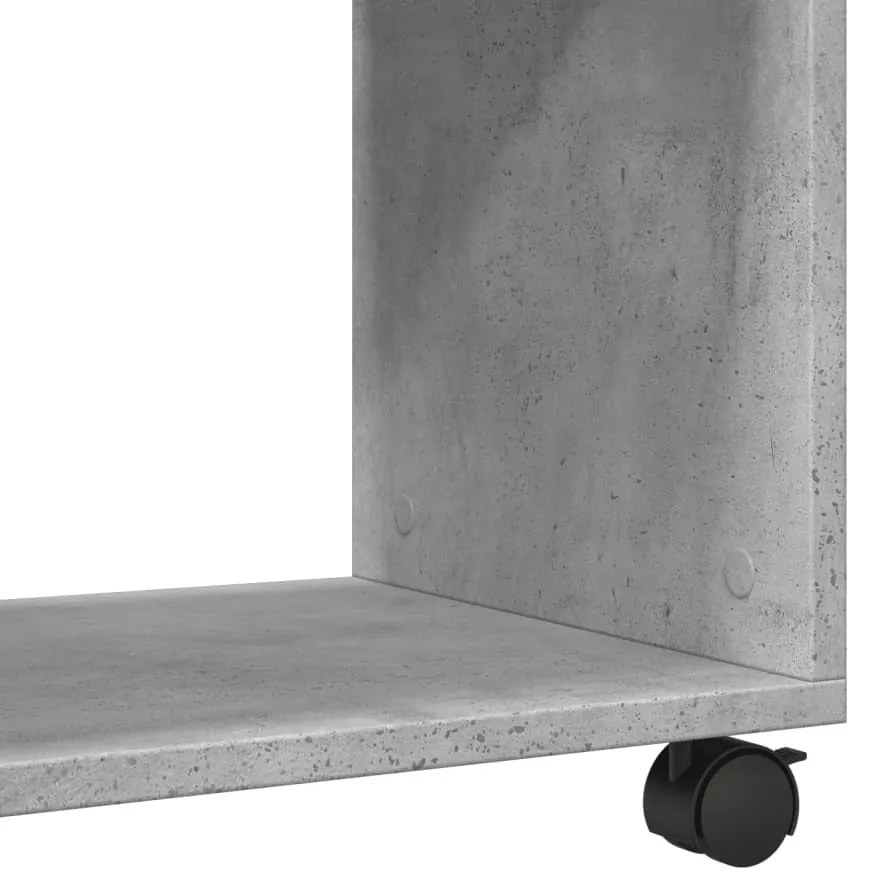 betonszürke szerelt fa kisasztal kerekekkel 70 x 35 x 60 cm