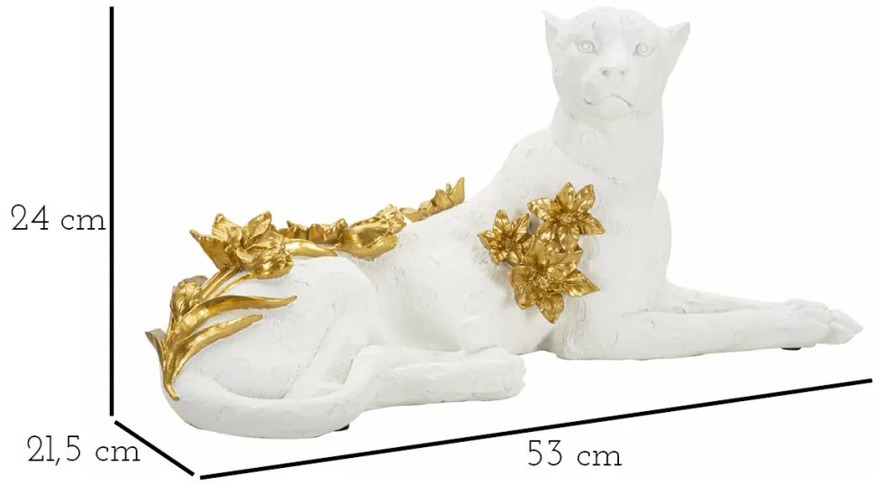 Leopárd fehér/arany 53x21,5x24cm