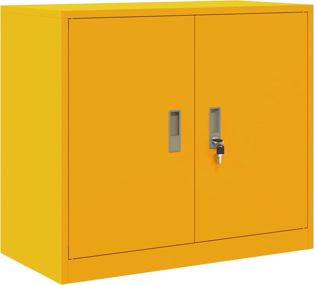 vidaXL Tárolószekrény Mustár sárga 80 x 40 x 70 cm Acél