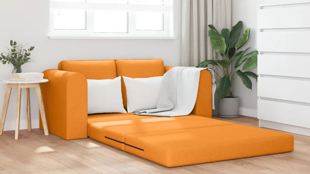 Padló Sofa Ágy 2 az 1-ben Sötét Sárga 148x71x83 cm Textil