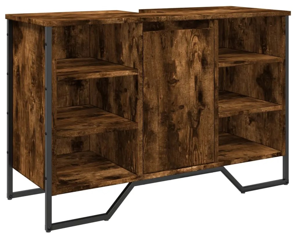 Füstös tölgy szerelt fa fürdőszobai mosdószekrény 91x35x60 cm