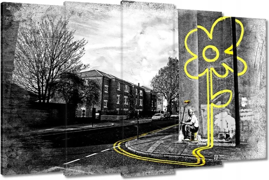 Vászonkép 150x95 Banksy sárga virág