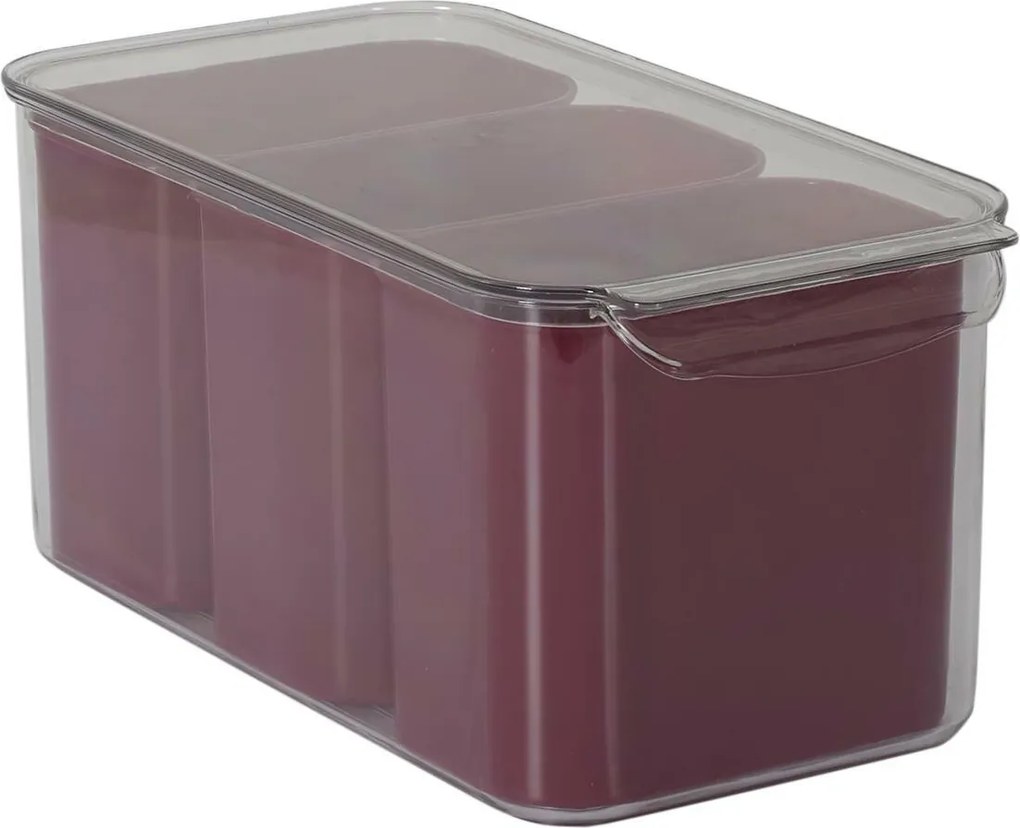 Hármas tárolódoboz hűtőszekrényben való tároláshoz, bordó