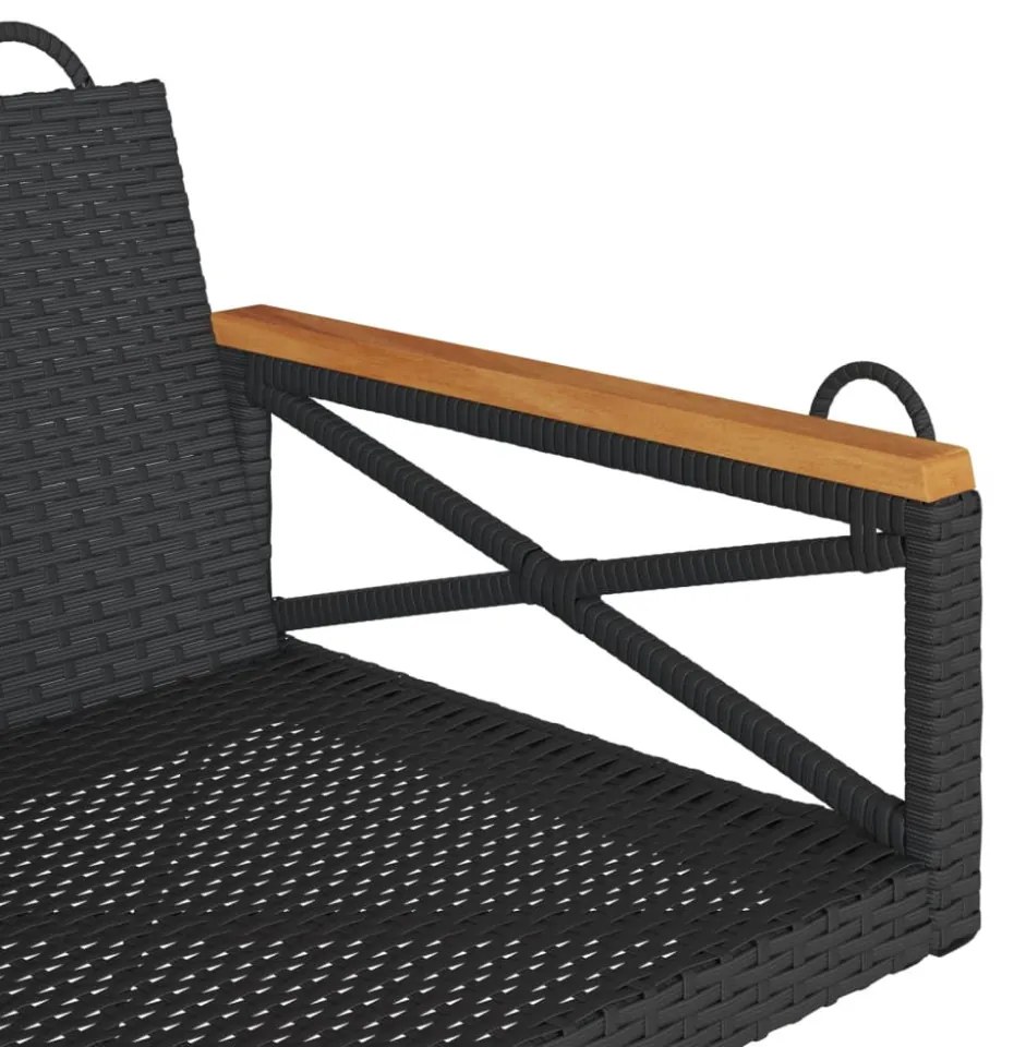 fekete polyrattan hintapad 63 x 62 x 40 cm