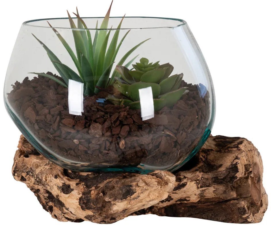 San Marino vízcsepp asztali dekoráció, teak fa/üveg, 15 cm