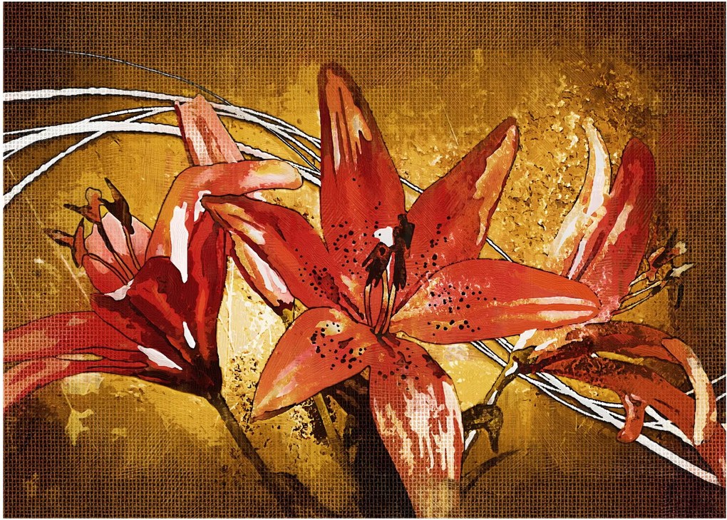 Kép a liliomvirágokról (üvegen) (70x50 cm)