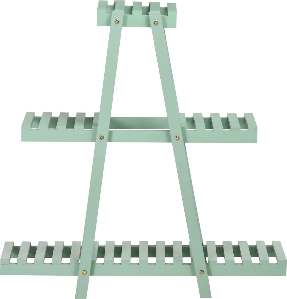 Outsunny 3-szintes Virágtartó, 76cm Magas Virágtartó Belső és Külső Használatra, Fából Készült Virágtartó Polc, Több szintes Virágtartó a Nappaliba, K