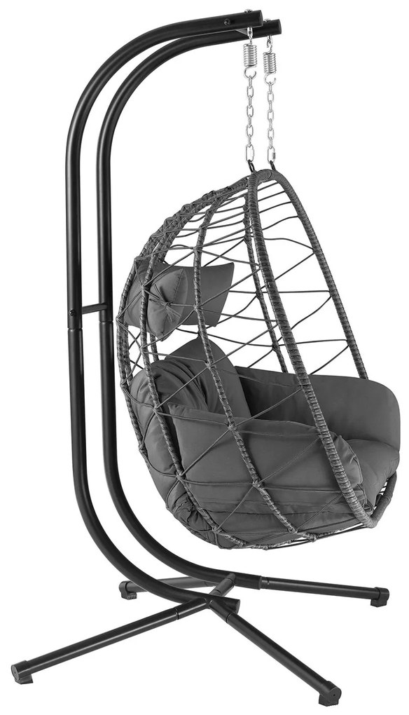 Juskys Rattan függő dupla fotel Aria - sötétszürke