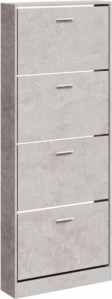 vidaXL betonszürke szerelt fa cipőszekrény 59x17x150 cm