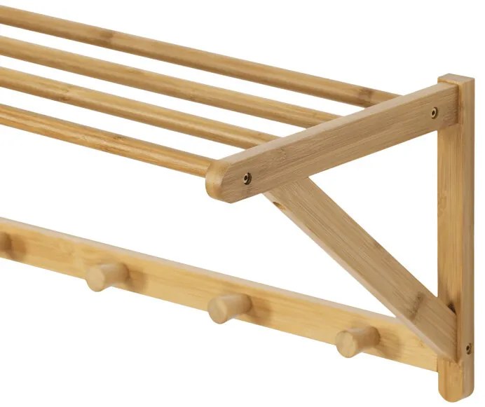 Fali Fogas, bambusz, Natúr Színben Egy Kalaptartóval, DR-B004 NAT