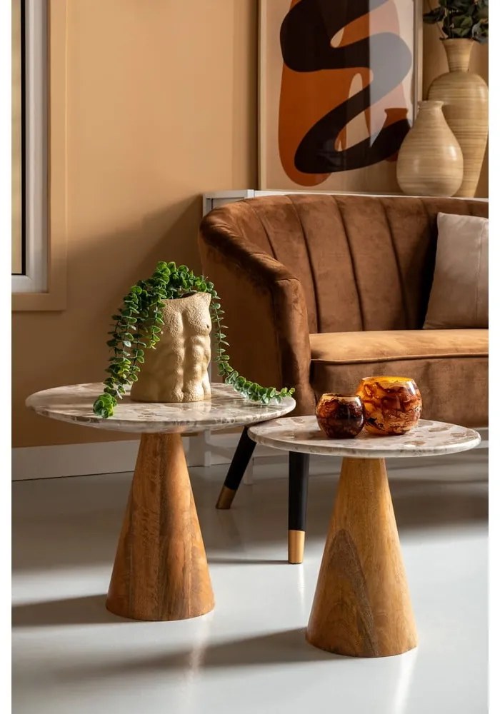 Kerek tárolóasztal márvány dekoros asztallappal ø 40 cm Force – Leitmotiv