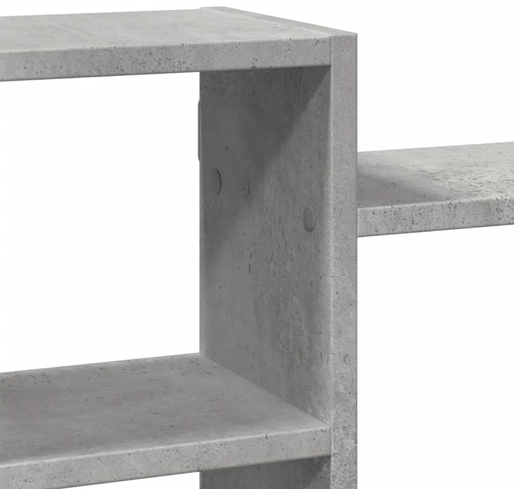 betonszürke szerelt fa fali polc 129 x 18 x 42 cm