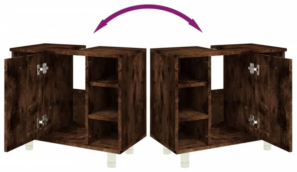 vidaXL füstös tölgy színű szerelt fa fürdőszobaszekrény 60x32x53,5 cm