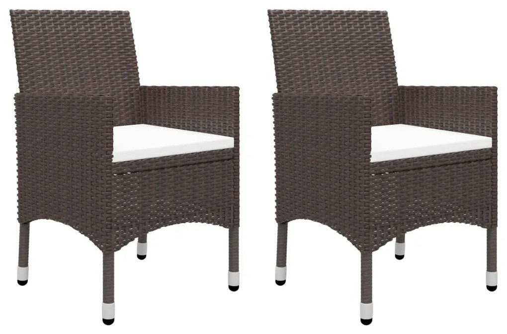 3 részes barna polyrattan és edzett üveg bisztrószett