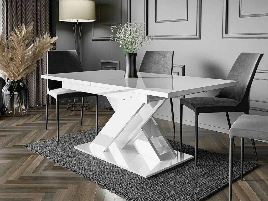 Asztal Goodyear 103Fényes fehér, 76x80x140cm, Hosszabbíthatóság, Laminált forgácslap, Laminált forgácslap
