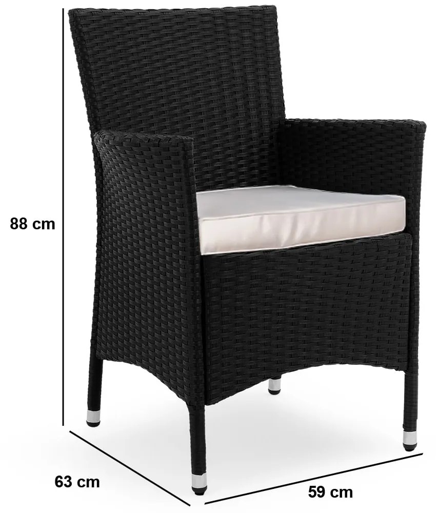 Casaria® Kerti rattan szett Berlin 1+4 - fekete