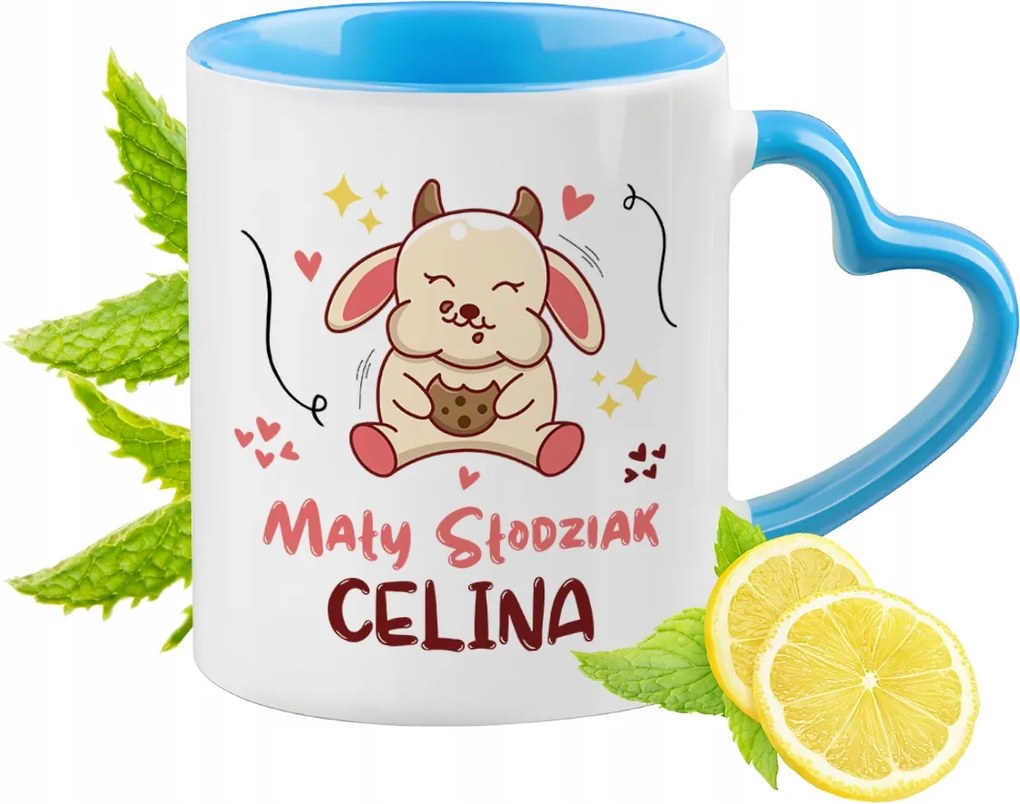 Kék bögre szív alakú füllel Celina számára Ideális Ajándék