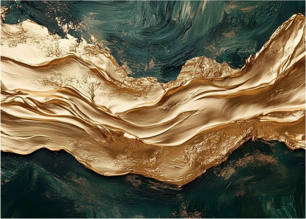Kép - Zöld absztrakció arannyal II. (70x50 cm)