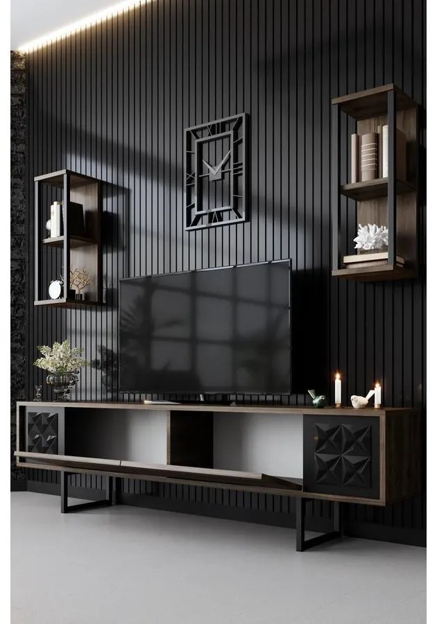 TV szekrény Black Line - Walnut, Black