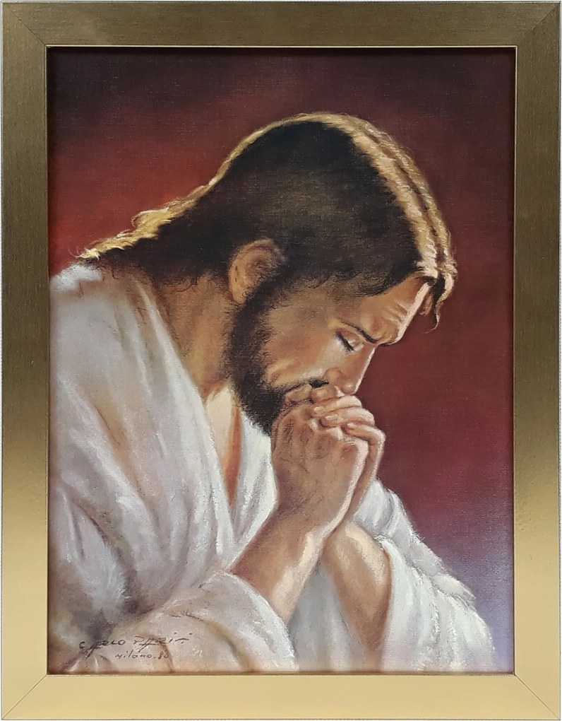 Vászonkép 45x35 Jézus Imádkozó Arany Keret