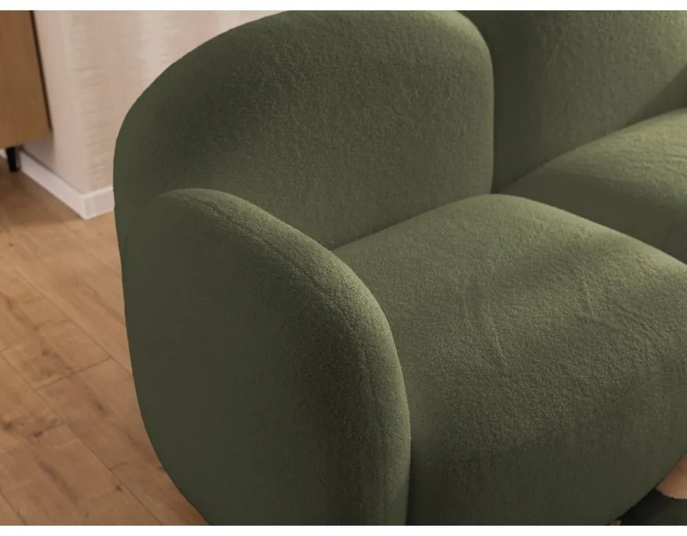 Zöld buklé sarokkanapé (jobb oldali-heverő résszel) Orbit – Ropez