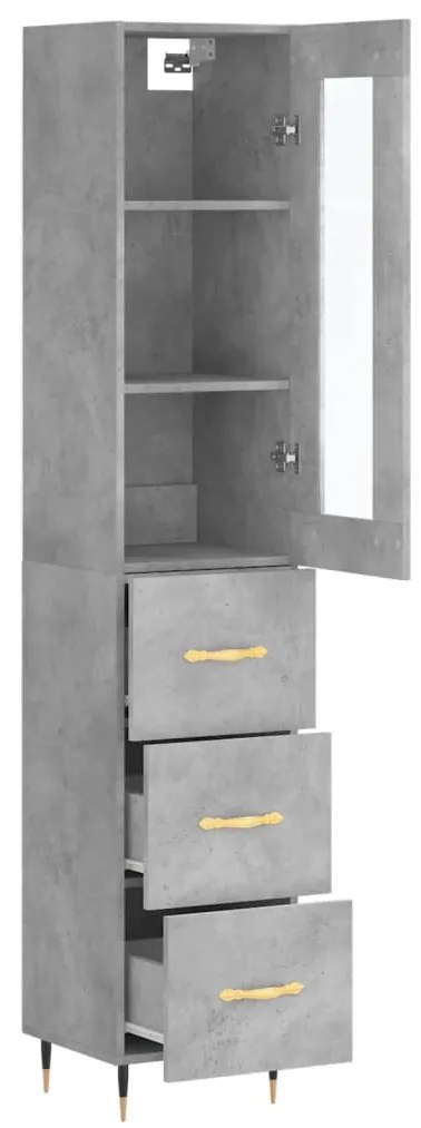 Betonszürke szerelt fa magasszekrény 34,5x34x180 cm