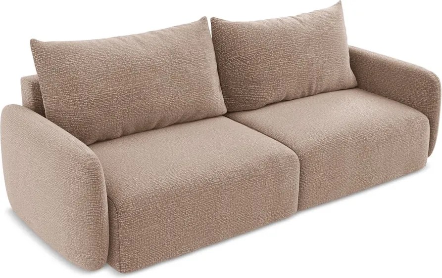 Világosbarna kinyitható-tárolóhelyes kanapé 238 cm Kalena – Makamii